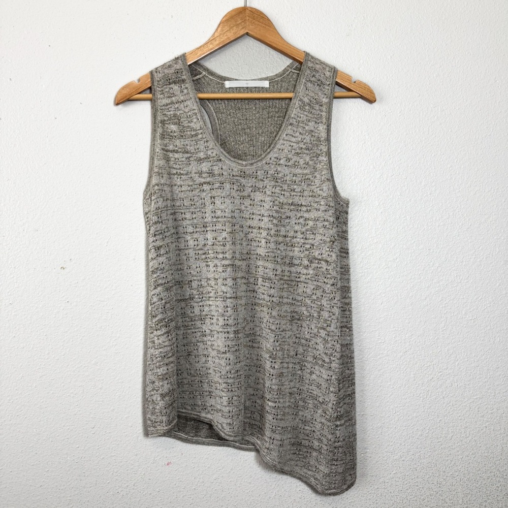 Thakoon Sleeveless‎ Knit Top Asymmetrical Hem Silk Cotton Blend Tank Medium